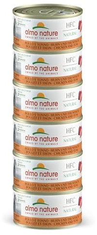 almo nature HFC Natural Megapack, Nassfutter für Katzen - Huhn und Thunfisch - (6 Dosen à 70 g)