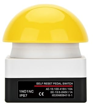 Bouton Poussoir D'arrêt D'urgence Interrupteur à pédale Interrupteur de répondeur étanche IP67 AC/DC Bouton d'arrêt d'urgence Poignée Poussée au pied Auto-réinitialisation Verrouillé Contacteur de dém