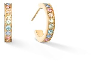 Ohrringe Creole 15 Edelstahl & Kristalle gold multicolor pastell