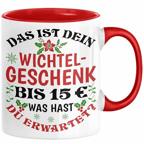 Trendation - Wichtelgeschenk für 15 Euro Tasse Wichteln für Frauen Kollegen Wichtel-Tasse Das Ist Dein Wichtelgeschenk bis 15€ Was Hast du Erwartet Schrottwichteln (Rot)