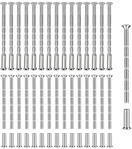30 Sets Fixing Screws and Sleeves - Nickel Plated M3 Screws, Connecting Bolts and Sleeves for Door Handles, Roses, Knobs, Escutcheons, Cabinet Drawers
