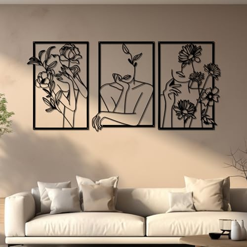 YiYa 3 Metall Wanddeko Minimalistische Wandkunst für Zuhause Wohnzimmer Schlafzimmer