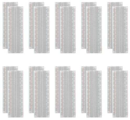 ZUQIAN 20 Pack Breadboard 830 Point Solderless Prototype PCB Board Kit, Breadboards Protoboard MB-102 for Proto Shield Distribution Connecting Blocks, Arduino DIY Electronics Kit