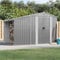 SECOLI Gerätehaus mit Schrägdach Metallunterstand Fahrradgarage Metall Unterstand Wetterfest Geräteschuppen Metallgerätehaus 277 x 192.5 x 179 cm Fahrradunterstand Geräteschuppen Grau