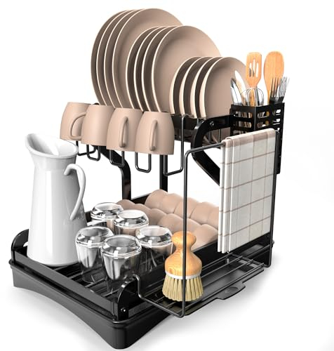 BraveHome Escurridor de Platos para Fregadero con Cepillo Incluido - Escurreplatos sobre Fregadero - Escurreplatos Acero Inoxidable - Escorredor de Louça - Escurreplatos Armario - Escurridor Fregadero