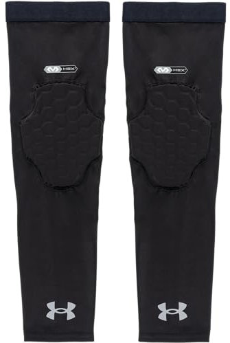 Under Armour Gepolsterte Volleyball-Ellenbogenbandagen, Schutz auf dem Platz, Kompressionsmanschetten, Jugend- und Erwachsenengrößen, Schwarz, Medium