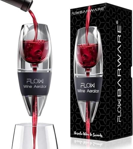 FLOW Barware Aérateur de vin | Aérateur de vin avec filtre et base | Aérateur d'air à vin | Ensemble décanteur de vin rouge