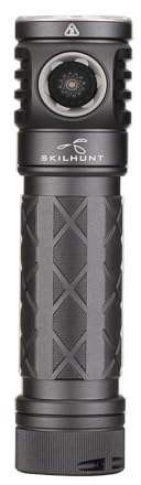 SKILHUNT EC200S-RED 1400 lumens White and Red Beam USB-C Rechargeable Powerful EDC Flashlight - Lightweight, Compact Mini Pocket Light Camping Hiking Running Waterproof Outdoor (High CRI 4500K, Grey)