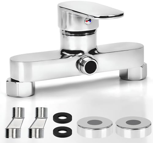 Apkezel Miscelatore Doccia, Miscelatore Doccia Esterno, Rubinetto Doccia con Cartuccia Ceramica, Miscelatore per Doccia Cromato con Bocca G ½, Miscelatore Monocomando a Parete