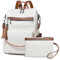 Shrrie Sac à dos pour ordinateur portable en cuir végétalien pour femme de 15,6, sac à dos de voyage tendance pour voyage, université, travail, 2 Beige avec Marron, Moderne, minimaliste