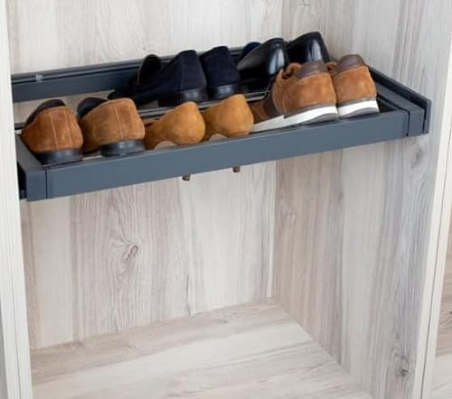 AZERODESIGN-Organizador Zapatos-Zapateros-Armario Zapatero-Organizador de Zapatos Extraíble-para Armarios y Vestidores – Adaptable-Extracción Total de 450mm-Color Antracita (MODULO DE 100)