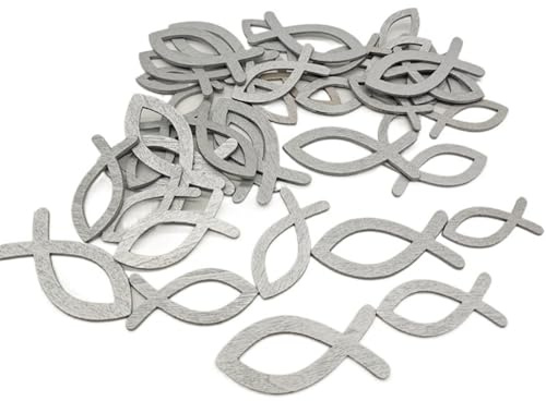 Yurosiay 100 Stück Holzfische Streudeko Holz Fische Taufe Tischdeko Holzscheiben Fisch Verzierung Wandekoration für DIY Basteln Hochzeit Weihnachten Kommunion Party Dekoration Silber 3.5cm