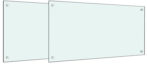 vidaXL Küchenrückwände 2 STK. Weiß 80x60 cm Hartglas, Rückwand, Rückwand für Küche, Rückwand aus Glas, Rückwände, Spritzschutz, küchenrückwand fliese