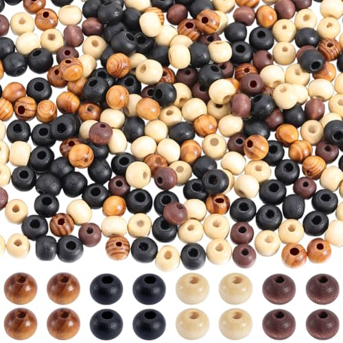 GORGECRAFT 400 Stück 4 Stile Runde Naturholzperlen 8mm Lose Holzperlen Bunte Unfertige Abstandsperlen Bastelperlen Zum Perlensticken DIY Schmuckherstellung Zubehör Girlanden Weihnachtsschmuck