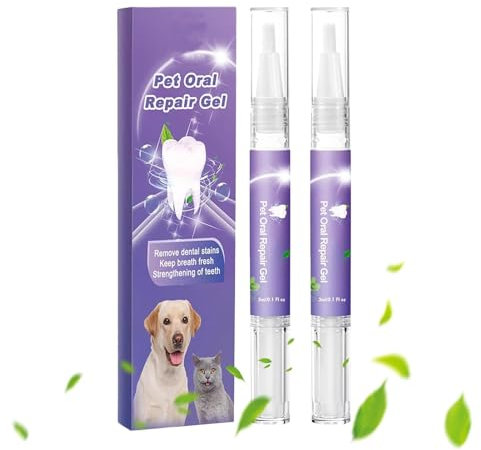 2Pcs Pet Oral Repair Gel Pen, 3ml Pet Oral Restorative Gel, Dog Teeth Cleaning Gel, Teeth Cleaner For Dogs, Pet Supplies For Cat Dog Teeth Care, Pet Teeth Oral Care Bad Breath Teeth Cleaning