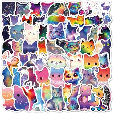 TELAIN 110 Stück Süße Katzensticker - Kawaii Deko für Kinder, Partygeschenke für Mädchen, Jungen, Frauen und Männer, Wasserdichte Sticker für Trinkflaschen