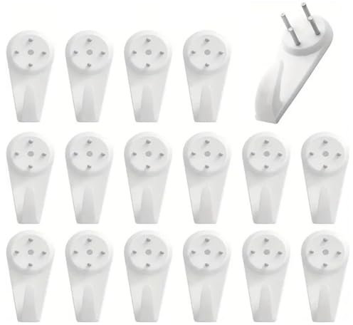 YEDJFFIYO 20pcs Large 40 mm Plastic Hardwall Picture Hooks, White, Picture Hanger, Hook, Nailed, Concrete, Plaster, Wood