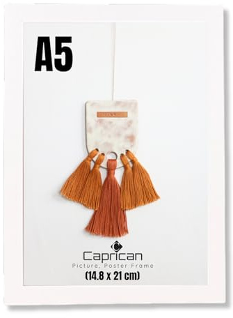 caprican A5 Picture Frame - White Photo Frames with Safe Perspex Front - A1 A2 A3 A4 A5 Photo Frames Multiple Pictures Sizes Colors, Portraits & Wall Mounting (14.8 x 21 cm)