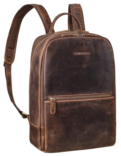 STILORD 'Kellis' Vintage Lederrucksack Groß für Business Schule Uni Moderner Laptop Rucksack 15 Zoll Messenger Rucksack DIN A4 Echtes Leder, Farbe:soria - braun