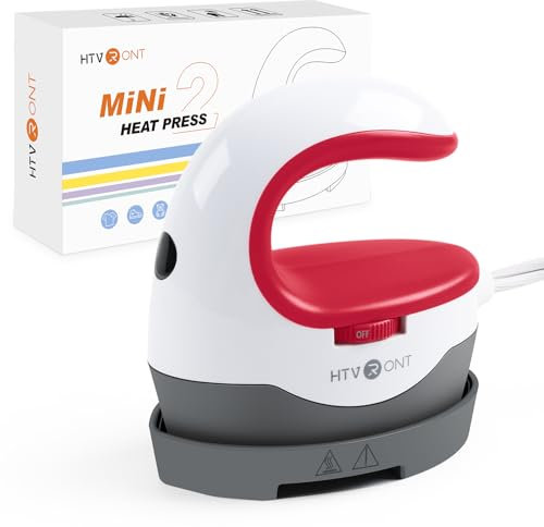 HTVRONT Mini Heat Press Machine - for DIY Heat Transfer Machine with Insulated Safety Base, Portable Heat Press for Iron On Vinyl, Tshirts, Crafts, Hat, Cap, Pillow (Raspberry Red)