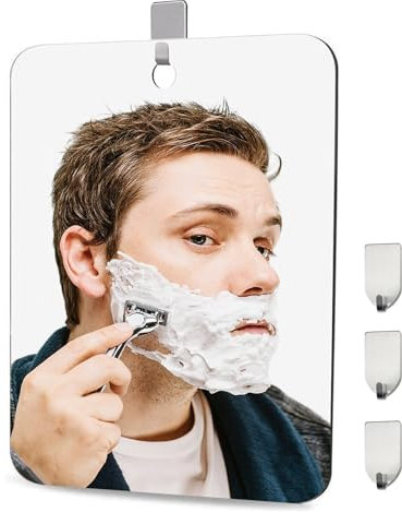 FeiOne Rasierspiegel Dusche, Reisespiegel, 30cm×20cm, Rahmenloser Duschspiegel, Kinderspiegel,Rasieren Spiegel, Camping Spiegel Inkl.3 Klebehaken Zum Aufhängen