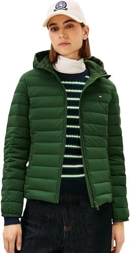 Tommy Hilfiger Damen Stretch Nylon LW Daunenjacke WW0WW47753 Puffer Jacke, Grün (National Forest), XL, Grün (National Forest), XL