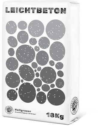 Grey Element Shop Leichtbeton 18 kg – Hellgraue Fertigmischung für Möbel, Formen & Platten | Fließfähig & leicht | Druckfest 20 N/mm² | Für Innenbereich & DIY
