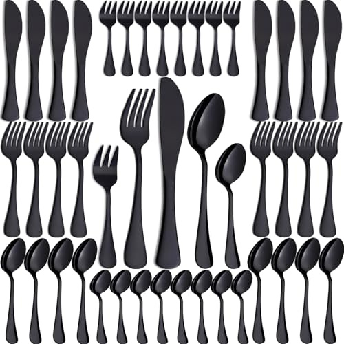 PionStar Set da 40 posate nero, posate per 8 persone