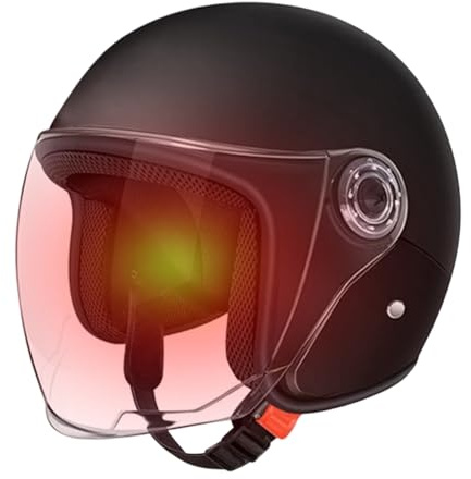Hitburu Leichtes Motorradhelm,Motorrad Helm Halbschale | Schutzausrüstung mit Visier | Pendeln Outdoor Abenteuer Roller Sportmotorrad