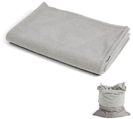 mokebo Sitzsack Bezug aus Bouclé 'Das Kuschel-Cover' Made in Germany, Cover für den Riesen-Sitzsack 'Der Große', Teddybezug in Grau für Sitzkissen, für alle XXL Sitzsäcke bis 140x180 cm anwendbar