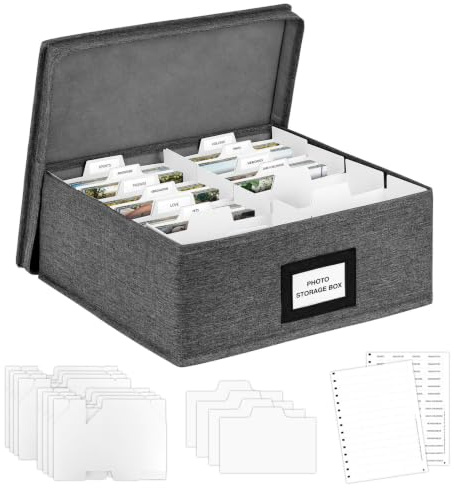 Boczif Caja de Almacenamiento de Fotos con Tapa, caja Organizadora de Fotos