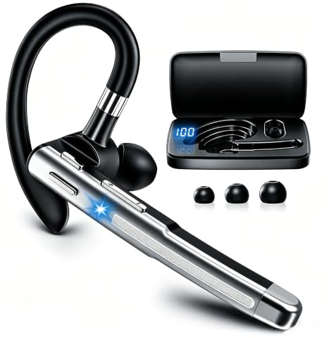Headset Bluetooth 6.1 mit Dual Mikrofon 100 Std CVC8.0 Noise Cancelling In Ear Kopfhörer Kabellos Kopfhörer LED Ladebox Zwei-Geräte-Verbindung Freisprech Handy Ohrhörer für Autofahren/Business/Büro