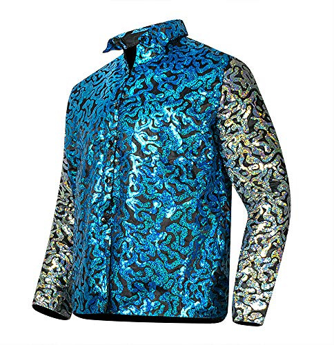 Herren Tiger King Shirt Joe exotisch glänzende Pailletten Knopfleiste Kleid Hemd