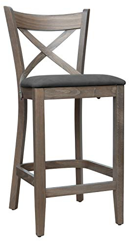 Barhocker Barstuhl Tresenhocker Holz Buche Sitzhöhe 65 cm für Gastro Bistro Cafe Küche, grau Polstersitz Kunstleder, fertig montiert. Belastbarkeit 150 kg *TB010