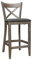 Barhocker Barstuhl Tresenhocker Holz Buche Sitzhöhe 65 cm für Gastro Bistro Cafe Küche, grau Polstersitz Kunstleder, fertig montiert. Belastbarkeit 150 kg *TB010