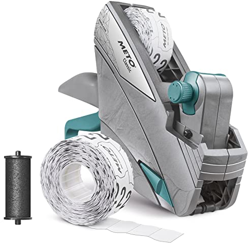 METO Classic S Preisauszeichner Set – Preis, Mengen (1-zeilig, 8-stellig für 26 x 12 mm Etiketten, sofort einsatzbereit), 1x Handauszeichner