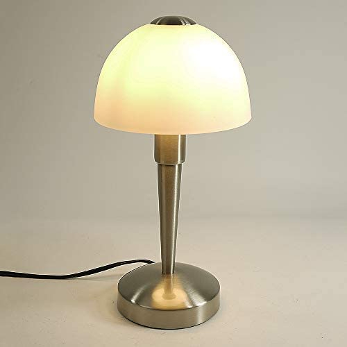 Glas-Tisch-Leuchte-Lampe MORITZ H: 30cm D: 15cm, E14, Wohnzimmer-Nachttisch-Fensterbank-Kommode-Leuchte-Lampe