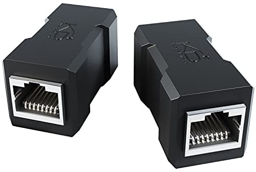 2× RJ45 coupler with extra shielding – Network cable connector & Ethernet cable extender (two RJ45 jacks, easy way to connect/extend ethernet cables, CAT 7 for up to 10Gbit/s, black) – by CableDirect