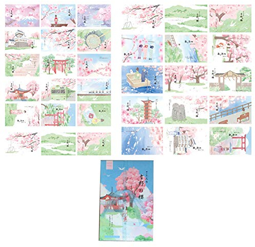 Postkarte mit japanischer Literatur und Kunst, frisch und winddicht, niedlich, Cartoon, handgezeichnete Karte, Literarische Grußkarten, Segenswünsche, Postkarte, in Box (Romantic), 30 Stück