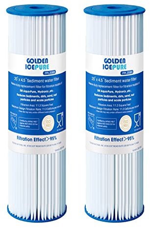 GOLDEN ICEPURE 5 Mikron Wasserfilter für DuPont WFHDC3001, GE FXHSC, Culligan R50-BBSA, Pentek R50-BB, W50PEHD, GXWH40L, CP5-BB5 Mikron S 2er-Pack