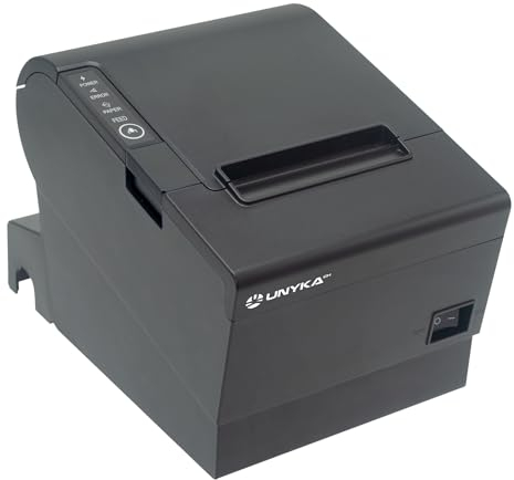 Unykach Impresora Térmica de Tickets POS5 UK56009 con Botones Superiores, Conexiones USB, RJ12, RJ11 y LAN, Compatible con Windows, JPOS, OPOS, Linux, Android y Mac