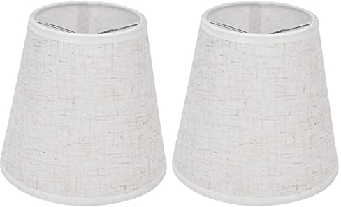 2 Stück Kleine Lampenschirme Aufstecken E14 Weiss Barrel Fabric Stoff Lampenschirm 9 × 13 × 14 cm Modern Simple Clip on Lampshades für Kronleuchter Wandleuchte Stehlampe