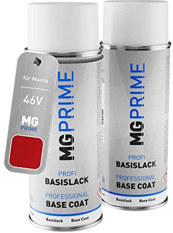 MG PRIME Pintura automotriz Aerosoles para Mazda 46V Soul Red Crystal Metallic/Magmarot Metallic Fondo pintura transparente, bote de spray de 400 ml