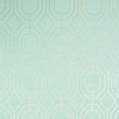 Superfresco Easy Duck Egg Luxe Geometric Wallpaper - Paste The Wall - Duck Egg Wallpaper - Geometric Asscher Gold Detail Textured Metallic Design - Feature or 4 Wall Design - Perfect for Most Rooms