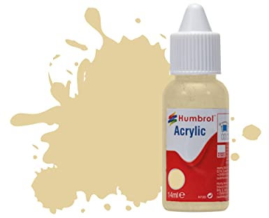 Humbrol Acrylic Paint No 121 Pale Stone Matt dropper bottle,14ml