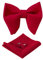 HOULIFE Fliege Herren Set - Verstellbare Fliege aus Samt Vorgebunden Fliege, einfarbige Einstecktuch, Manschettenknöpfe Set für Bräutigam Hochzeit formal mit Geschenkbox (Rot)