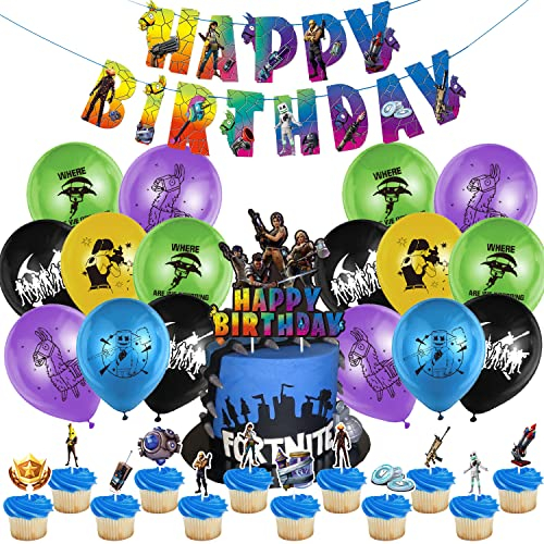 Geburtstags Decorations 37 Pcs,Geburtstags Ballon,Party Decoration,Geburtstags Banner,Party Ballon Decoration,Cupcake Topper,Geburtstagsdekoration für Jungen und Mädchen