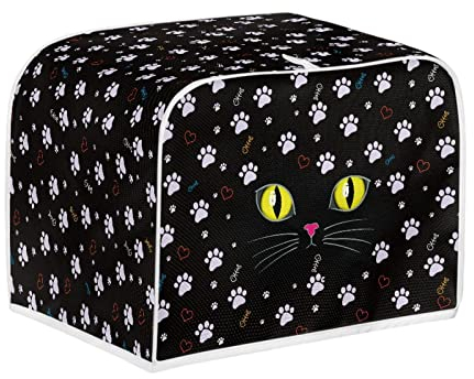 Kuiaobaty Schwarze Katzen-Abdeckung für Toaster, zwei Scheiben, Katzenpfoten, Brot, Toaster, Ofentuch, Größe 29,8 x 20,3 x 20,3 cm