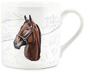 Purely Home Countryside Farmyard Horse - Fine Bone China White Mug Coffee/Tea Present Gift for Animal Lovers