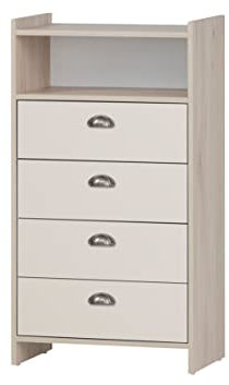 Schildmeyer Highboard Lindholm 155291, Sandeiche Dekor/Cremebeige, 60,1 x 33 x 104 cm